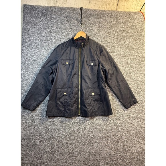 Tommy Hilfiger Jackets & Blazers - Tommy Hilfiger Womens Navy Blue Cotton Nylon Field Jacket XXL Full Zip Utility